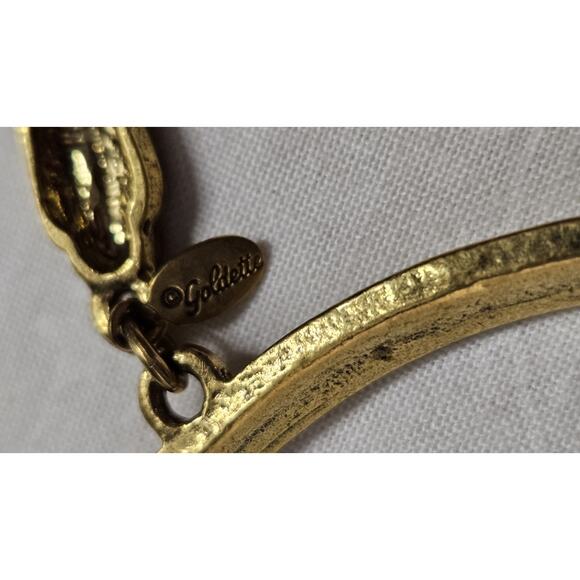 Vintage Goldette Necklace Egyptian Revival Dangling Glass Stones Gold-Tone AeB - Picture 5 of 6